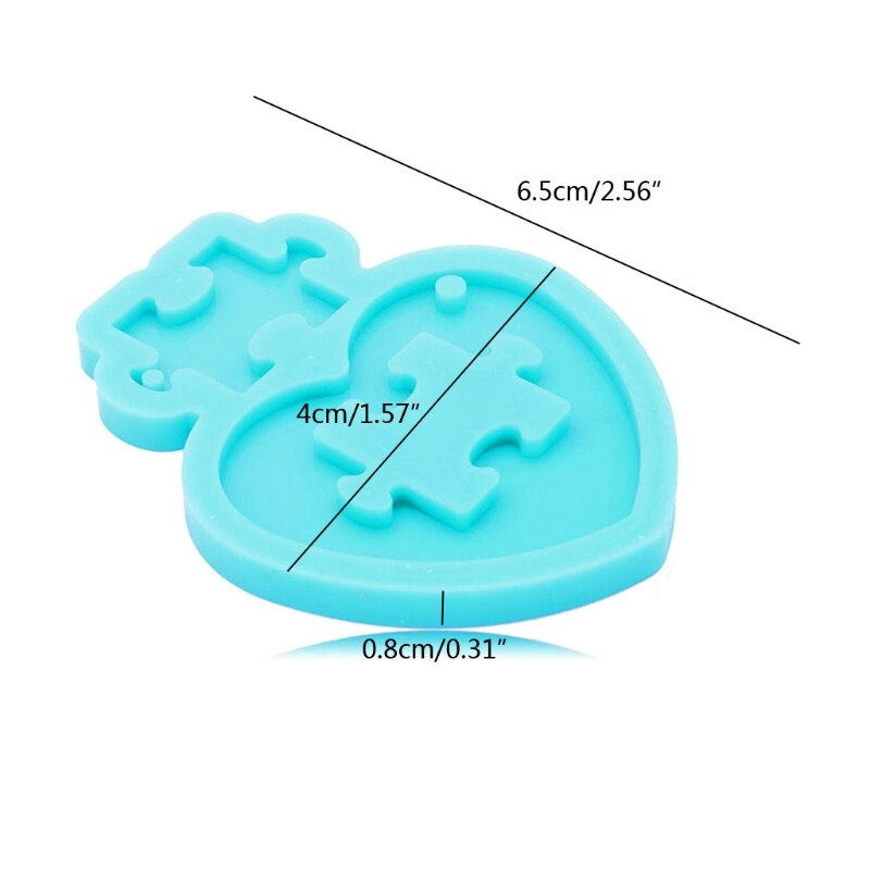 Heart Puzzle Keychain Silicone Mold Jigsaw Puzzle Epoxy Craft Resin Mold Autistic Love Puzzle Resin Casting Mold Tools