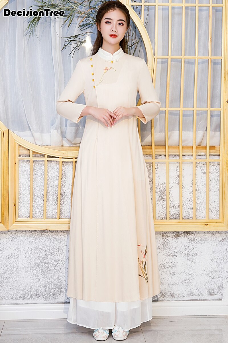 Chinese Dress white flower women satin cheongsam rayon wedding dress split qipao traditional chinese women vestido