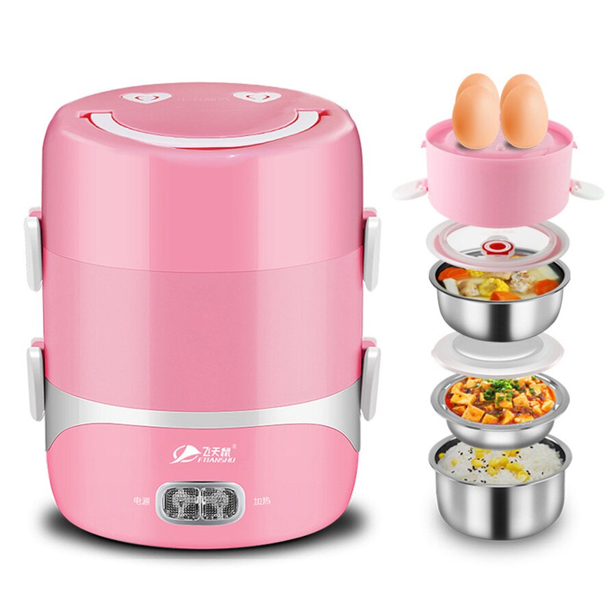 Mini Cooker 3 Layers Potable Electrical Heating Bento Box Picnic Lunch Cabinet Keep Wram Food Container Mini Cooker For 1-2 man