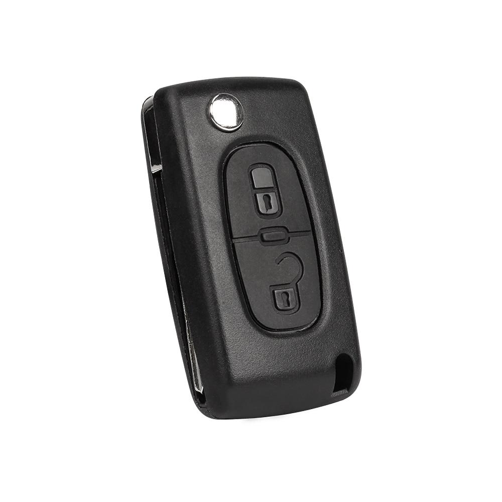VDIAGTOOL-funda abatible de 2 botones para llave de coche carcasa plegable para llave Fob en blanco para Peugeot, sin logotipo con hoja de ranura (CE0536)