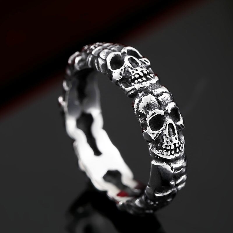 Boutique Stainless Steel Men's Ring Domineering Demon Skull Punk Rock Gothic Riding Boyfriend Jewelry