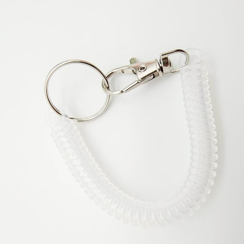 Llavero retráctil elástico de plástico, bobina de resorte para muñeca, cordón elástico en espiral, llavero