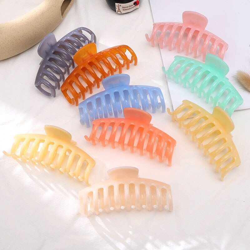 Koreaanse Acryl Haarspelden Grote Haar Claws Clip Geometrische Barrette Krab Snoep Kleur Shark Clip Paardenstaart Bad Clip Haar Accesoires