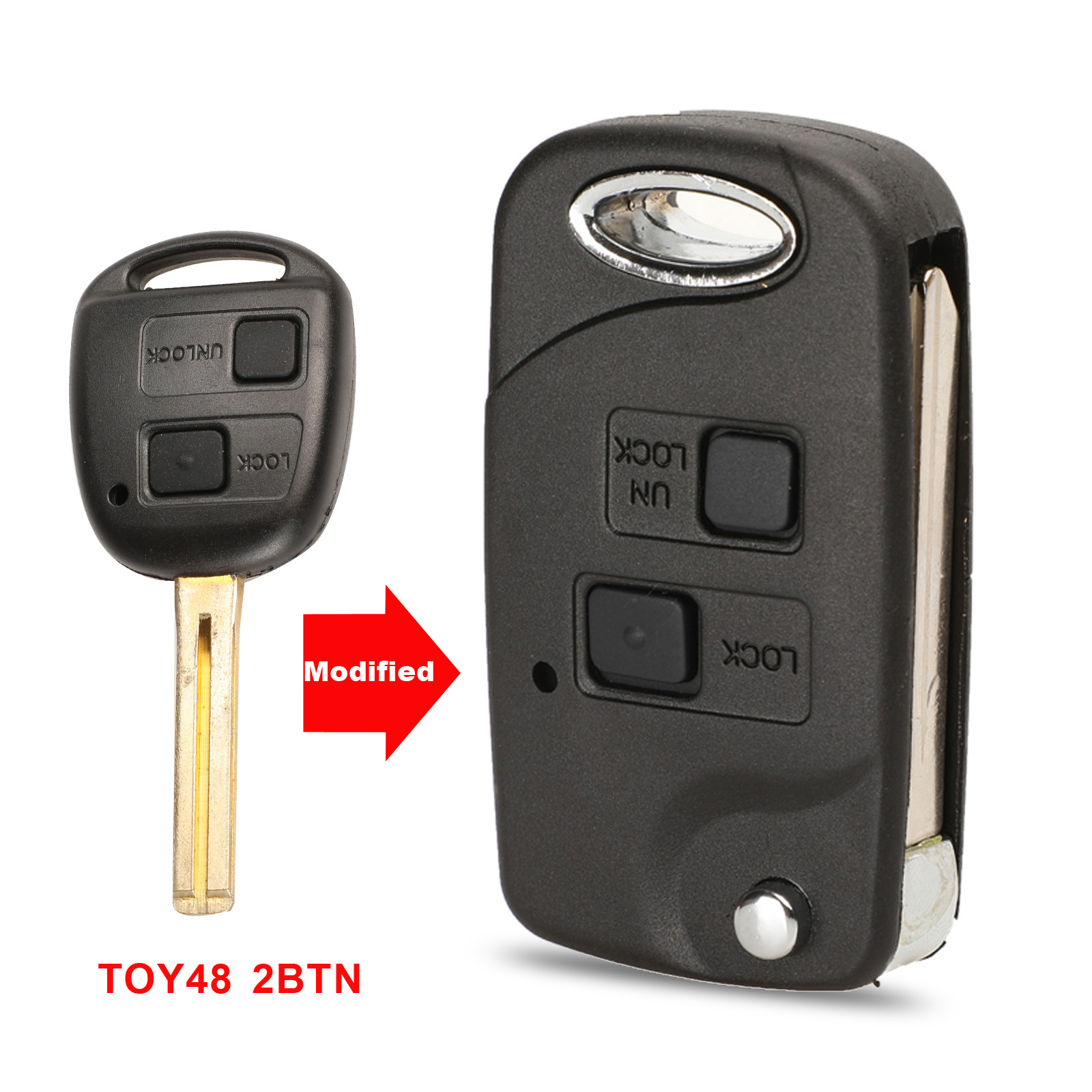 Jingyuqin Remote Folding Flip Autosleutel Shell Case Voor Toyota Yaris Carina Corolla Avensis Cover Toy43 Toy47 Toy48 Met Knoppen: 2B TOY48 BLADE