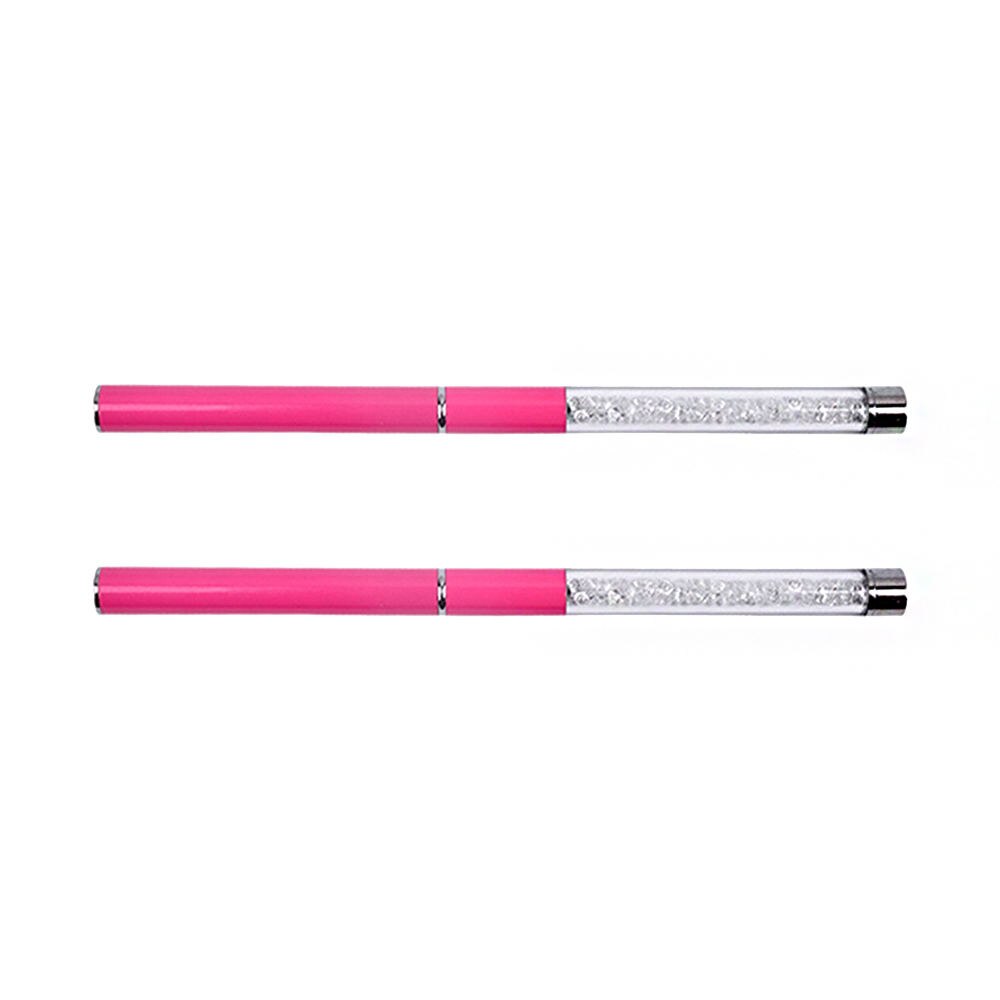 Bolígrafo dibujo uña polvo varilla diamante blanco rojo y blanco cabeza pintado cepillo para manicura línea de dibujo cristal acrílico pluma
