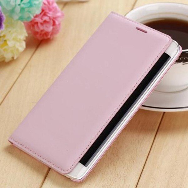 Lederen Portemonnee Flip Cover Batterij Behuizing Case Bescherm Skin Shell Met Kaarthouder Holster Voor Samsung Galaxy Note Edge N9150: Roze