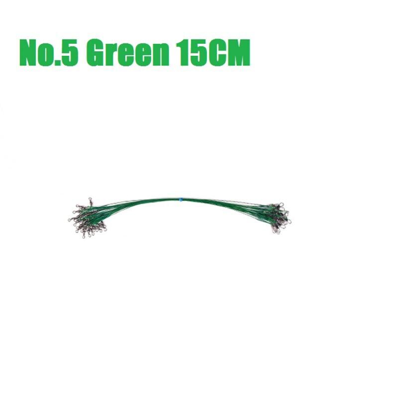 Sedal de pesca de acero antimordedura, 15cm-30cm, líder de alambre de acero con accesorios giratorios de pesca, correa de núcleo de plomo antirenvoltura: 05-Green 15cm