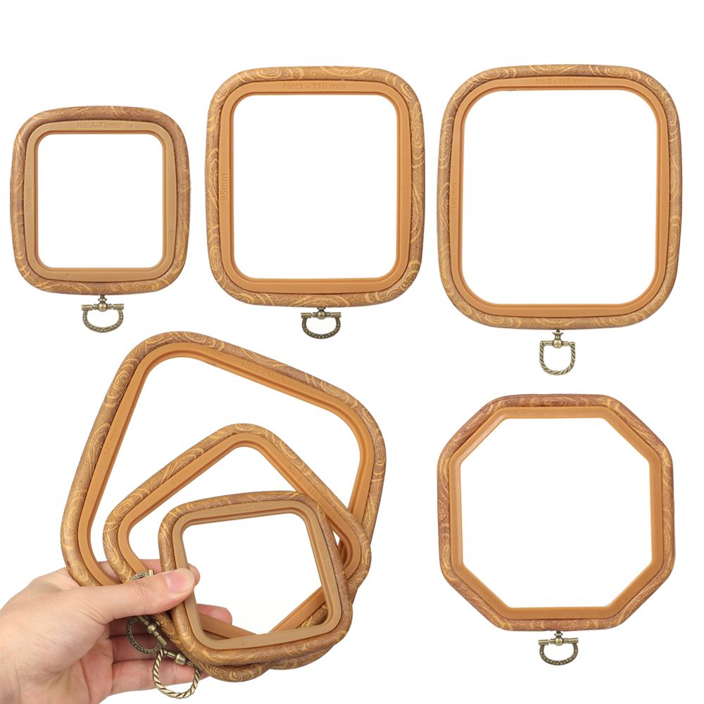 Wood Grain Embroidered Stretch Tool Plastic Octagon Square Embroidery Hoop DIY Crafts Needlecraft Handmade Sewing Accessories