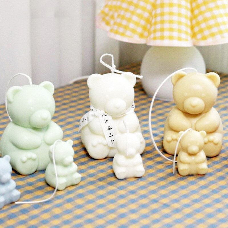 Cute big bear scented candle mold animal plaster chocolate mold handmade diy material silicone mold