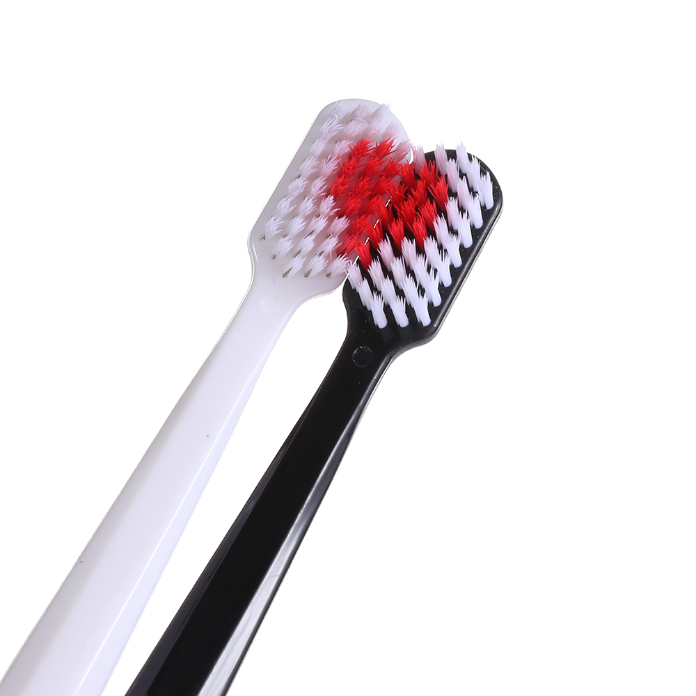 Brosse à dents à poils souples en forme de cœur, noire et blanche, pour Couple, famille, Nano, , pour adultes et enfants, 2 pièces/paquet