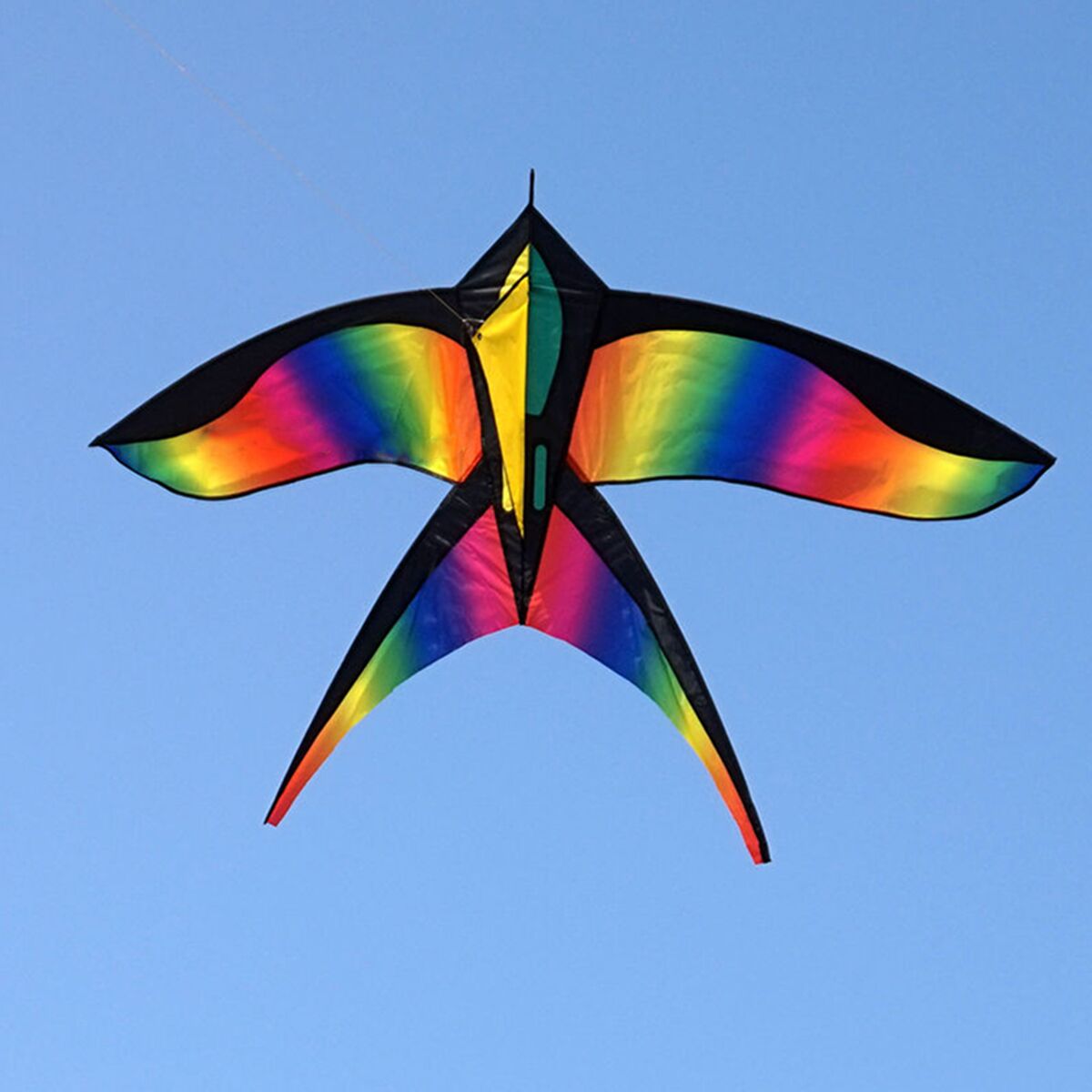 Kleurrijke zwaluw vliegende vlieger mooie regenboog vlieger kleur vogel vlieger buitenspeelgoed met handvat lijn voor kinderen kinderen