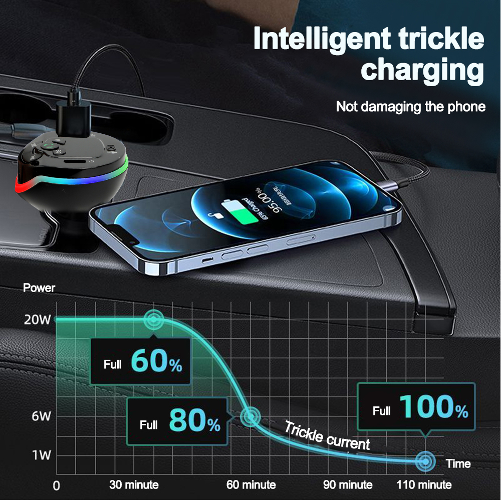 Carro transmissor fm bluetooth 5.0 kit carro mp3 modulador player receptor de áudio handsfree com 3 em 1 cabo carga acessórios do carro
