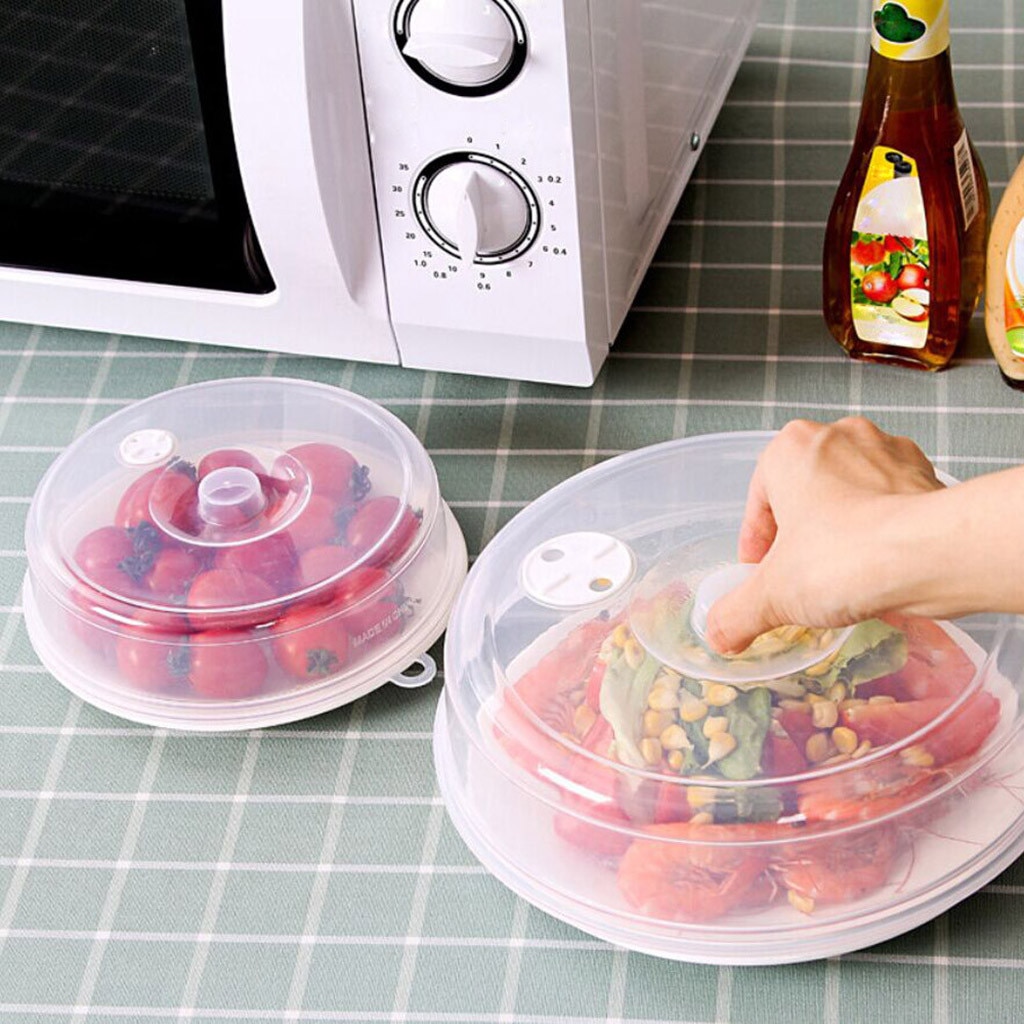 2PCS Plastic Microwave Plate Cover Steam Vent Splatter Lid Dustproof Anti-fly Round Food Preservation Cover Kitchen Supplies