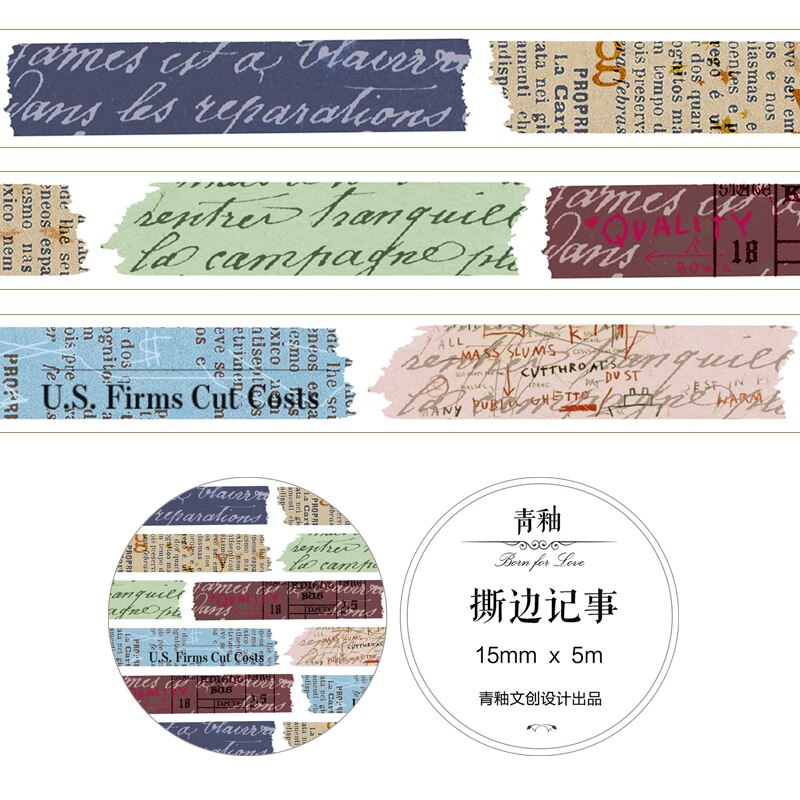 1 pcs Washi Tapes DIY Engels tijdschrift Papier gereedschap Masking Tape Decoratieve Plakband Scrapbooking Stickers Grootte 5M: ShiBianJiShi15mm