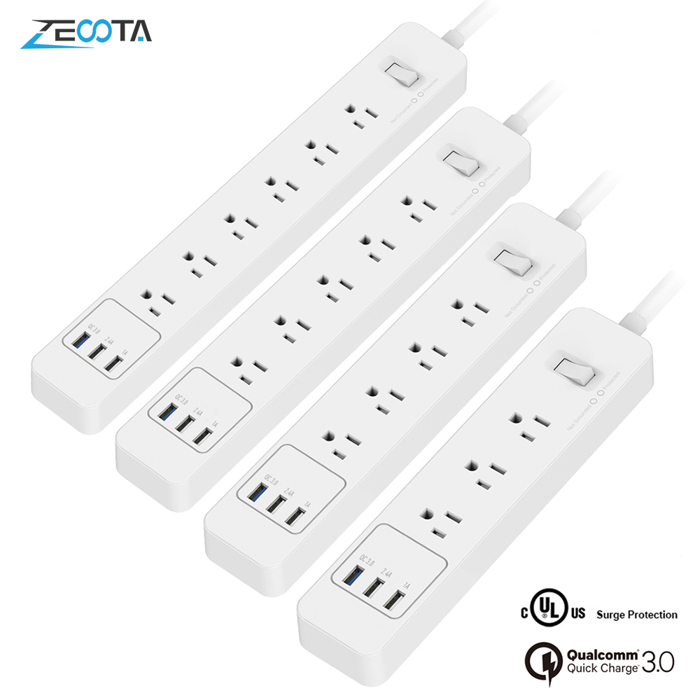 Meerdere Power Strip Surge Protector 3/4/5/6 Manier Ac Outlets Amerikaanse Stopcontacten Met Usb qc 3.0 Quick Charger 1.5 M Verlengsnoer