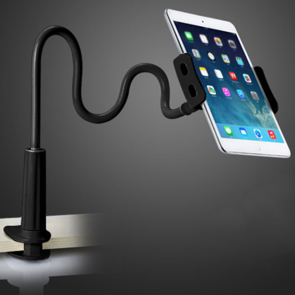Soporte para teléfono Xnyocn Universal 360 giratorio Flexible brazo largo soporte perezoso abrazadera cama Tablet coche Selfie montaje para ipad almohadilla de teléfono: Black 80 cm