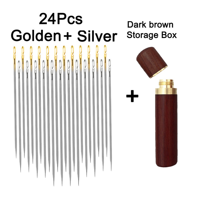 12/24 Pcs Blind Needle Elderly Needle-side Hole Hand Household Sewing Stainless Steel Sewing Needless Threading Apparel Sewing: 24 PCS Set 2