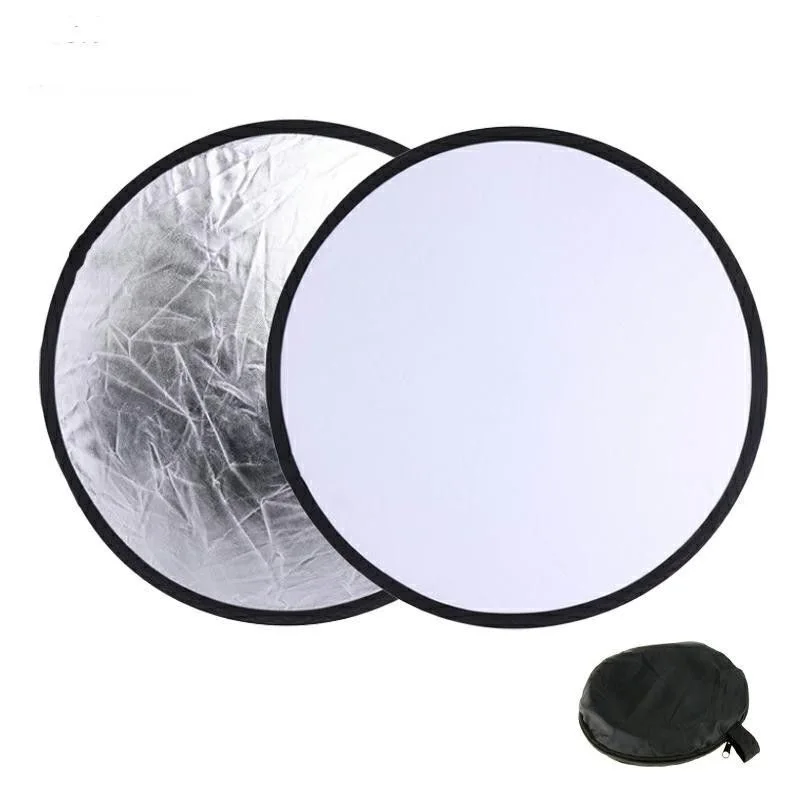30/60/80/110 cm Draagbare 2in1 Fotografie Reflector Outdoor Opvouwbare Reflector Paneel Ronde Zacht Licht Polijstplaat