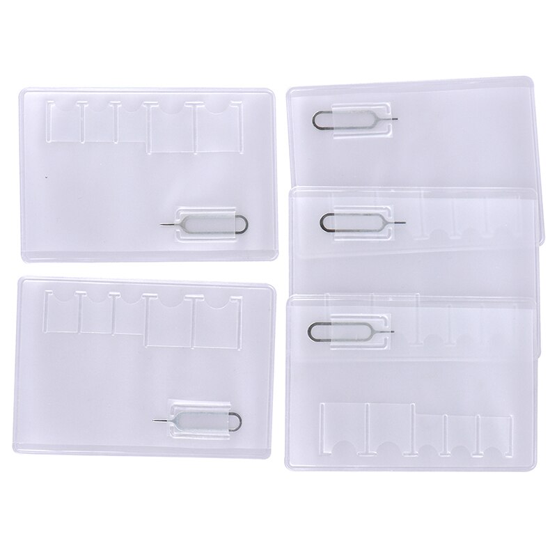 Caja de almacenamiento Universal para tarjeta Sim, fácil de llevar Protector Transparente, portátil, transparente, 6 uds.
