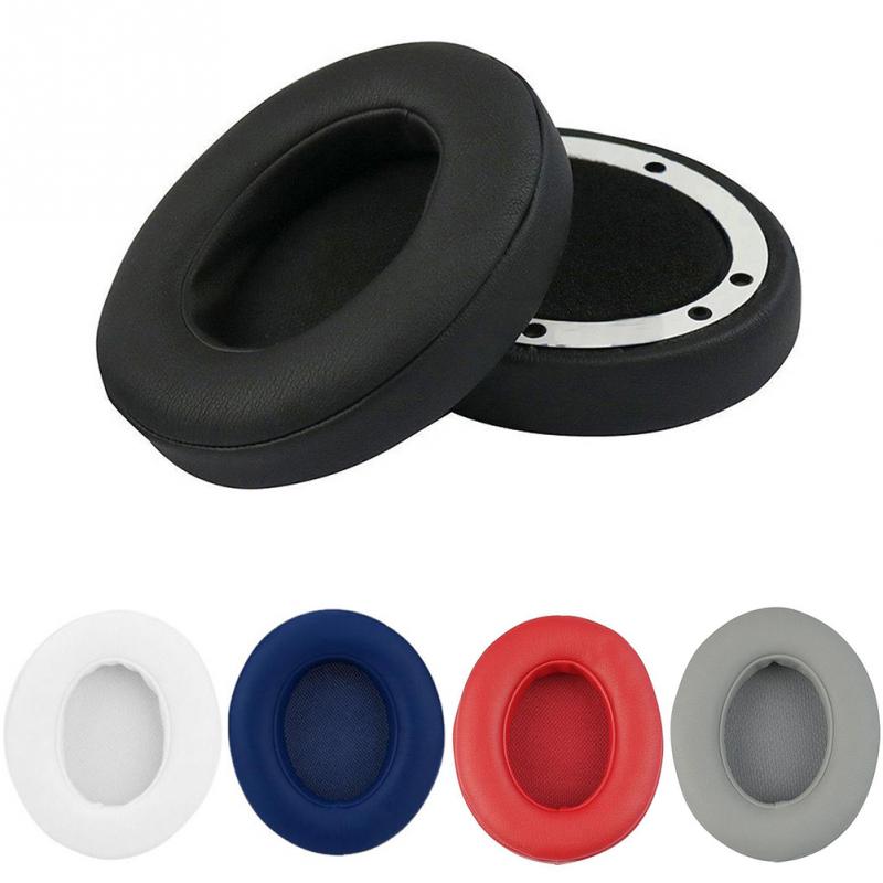 2 st utbytesöronkuddar pu läder öron kudde för beats by dre 2.0 studio trådlös svart vit 95 x 75mm #05