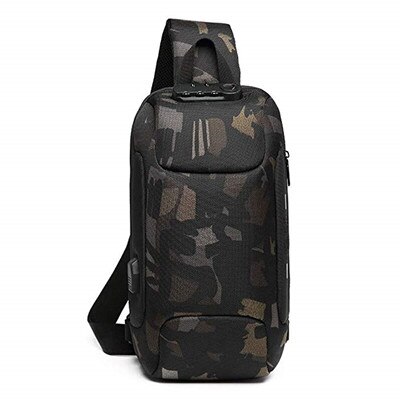 HARJOBEN-sac à bandoulière Anti-vol | Sacoche légère de poitrine, sac de jour étanche avec Port de charge USB: CAMO