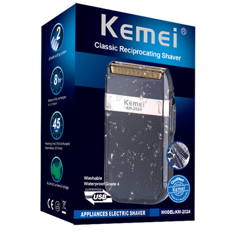 Kemei-afeitadora electrónica para hombre, dispositivo de Navalia para Barba, Afeitadora eléctrica Kemel Mans, máquina para Barbiar, Sheiver Keimei: with retail box