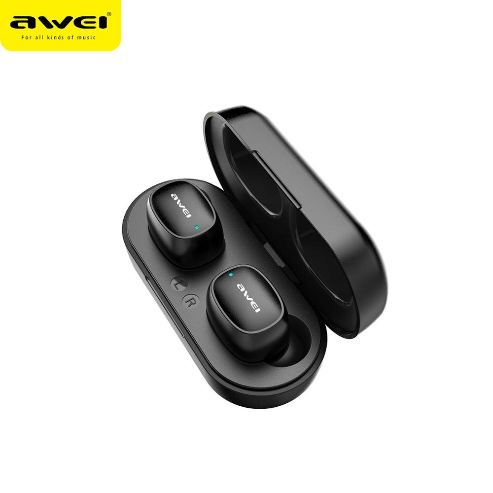 AWEI T6C Mini TWS In Ear Draadloze Bluetooth Oordopjes Waterdicht Met Dual Mic Sport Noise Cancelling Gaming Oortelefoon Auriculares: Black T13