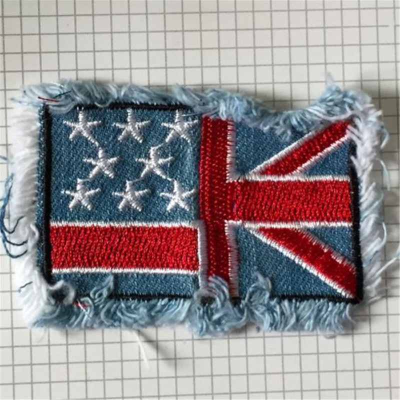 Kleding diy borduurwerk jeans patch met het Britse vlag biker patches voor kleding badges stickers stof