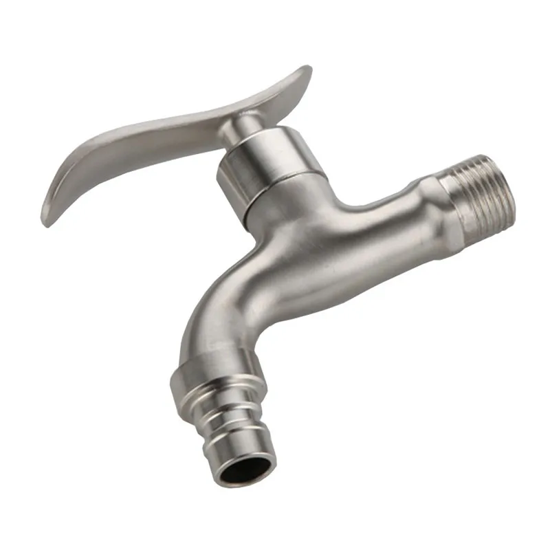Garten-Wasserhahn aus Edelstahl 304, Wandmontage, gebürstet, schnell zu öffnend, für den Außenbereich, Gartenwaschbecken, Mopp-Wasserhahn