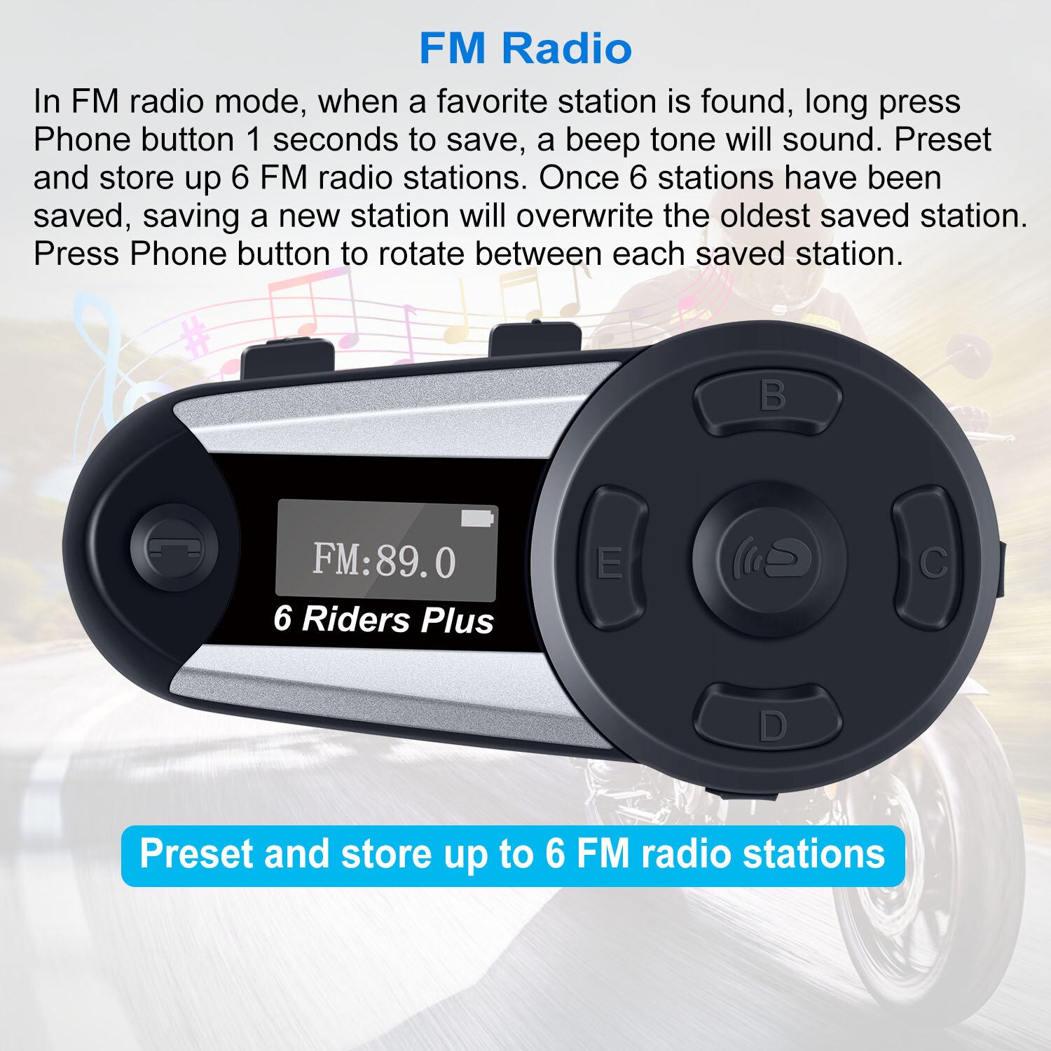 Fodsports  v6 plus motorcykel hjelm headset intercom 6 riders 1000m trådløs bluetooth interphone vandtæt intercomunicador fm