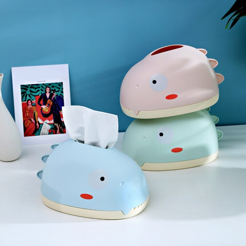 Cute Dinosaur Tissue Box Desktop Paper Box for Home Living Room Bedroom Cartoons Napkin Storage Box