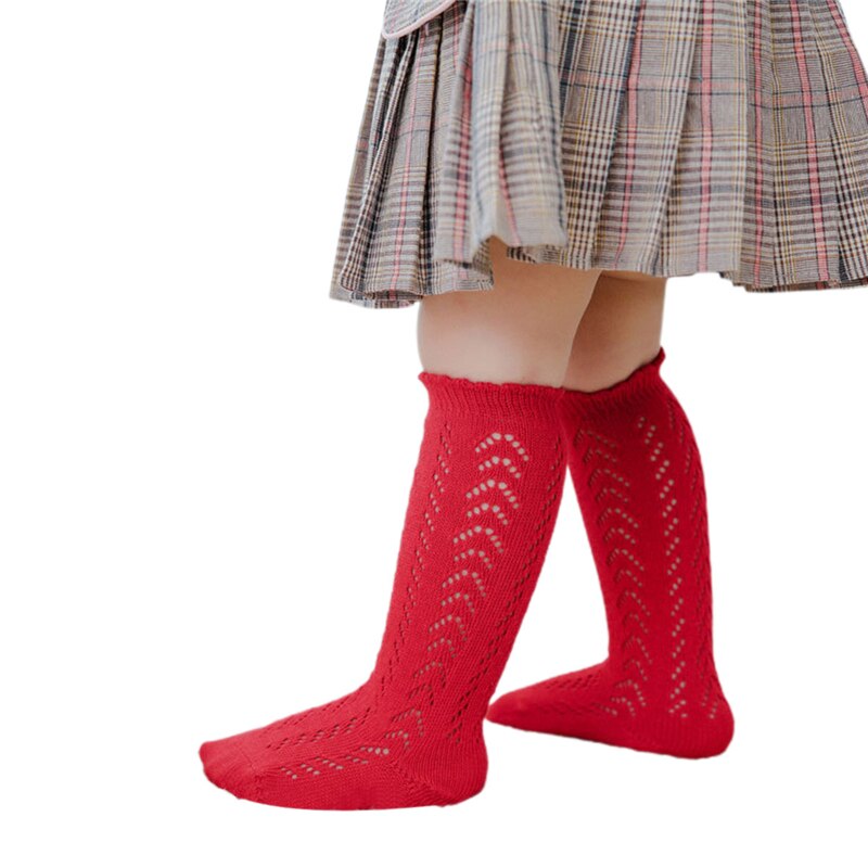 Kinderen Baby Meisjes Mode Sokken Hol Kniehoge Sokken Comfortabel Effen Kleur Sokken Voor Kids Peuter Baby Meisjes