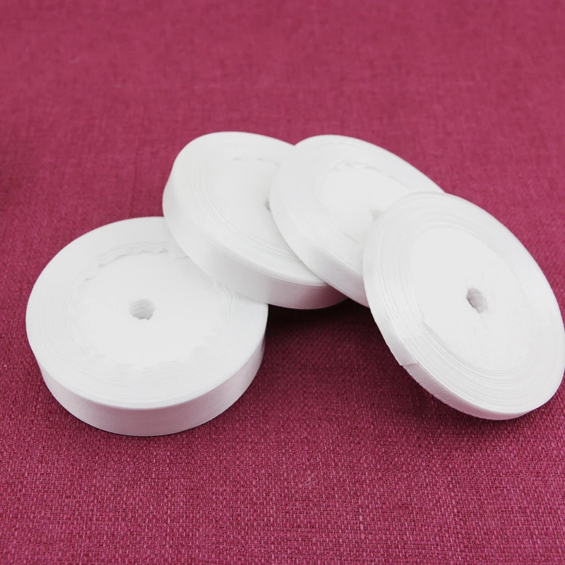 25 meter/rol wit enkelzijdig satijnen lint cadeauverpakking kerst handgemaakte doe-het-zelf linten