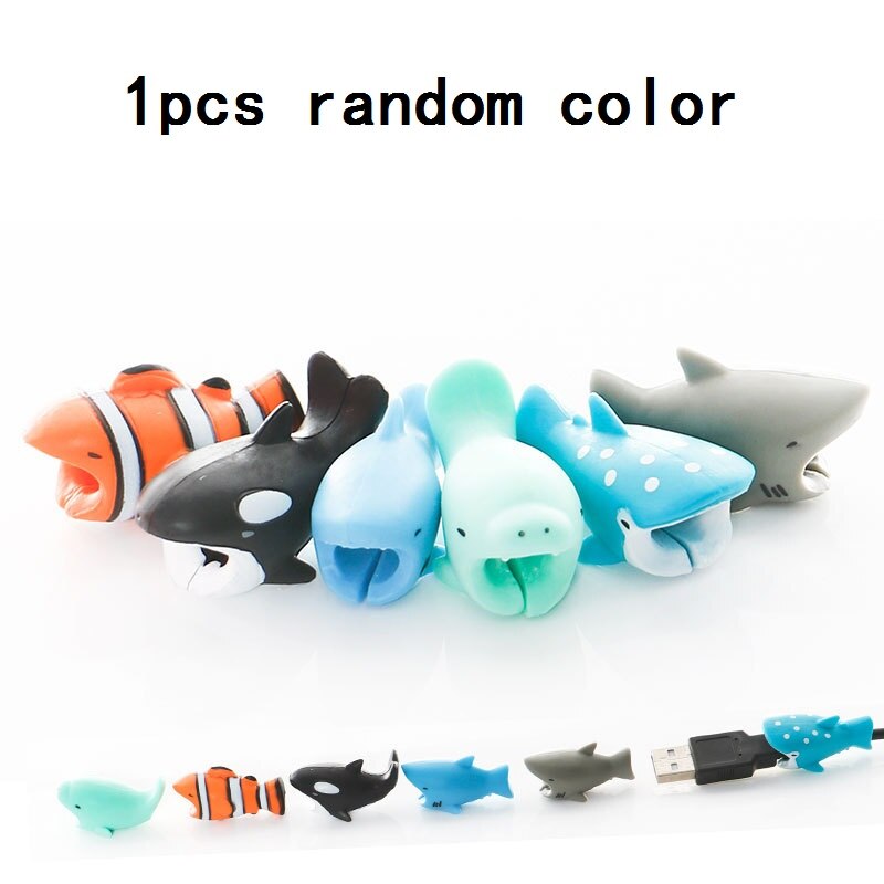Cute Bite Cartoon Animal Cable Protector Cord Wire Protection Mini Cover Charging Cable Winder Protectors Cover: 1pc random color