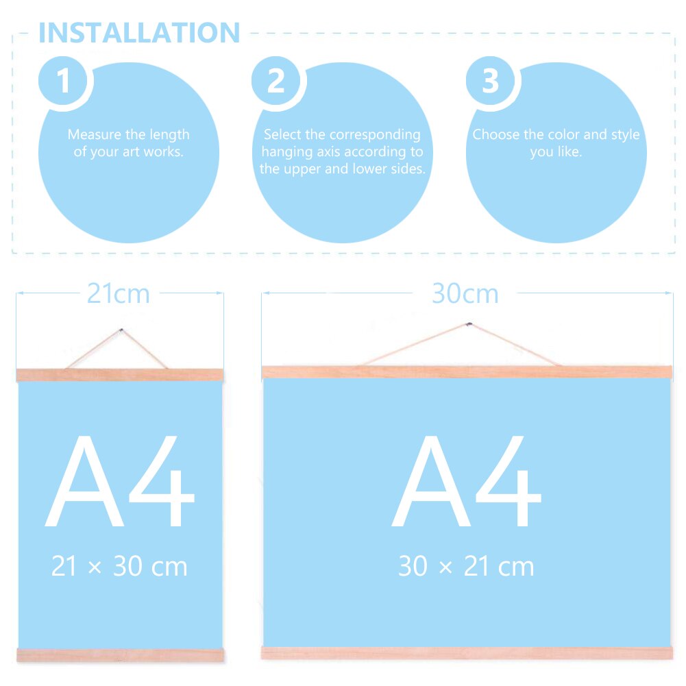 Wooden Photo Frame Modern DIY Custom Poster Scroll Print Painting Artwork Picture Hanger Teak Ramin Solid Wood With Lanyard