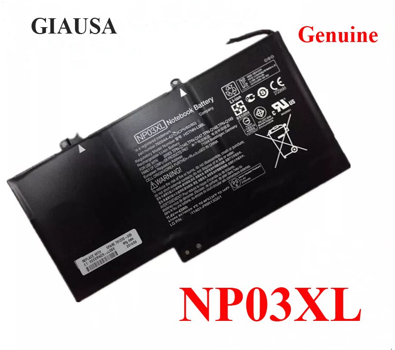 GIAUSA de NP03XL batería para HP Pavilion X360 13-A010DX TPN-Q146 TPN-Q147 TPN-Q148 HSTNN-LB6L 760944-421 NP03 batería
