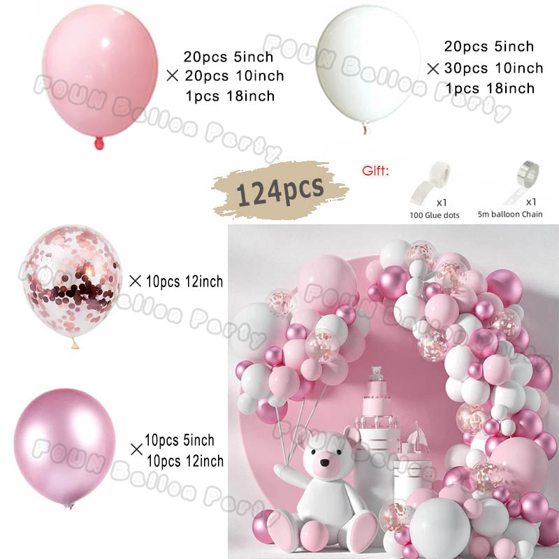 Kit de arco de guirnalda de Globos rosas, decoraciones para de cumpleaños, Foil de cumpleaños para niños, Globos de oro blanco, decoración de boda, Globos para Baby Shower: Marble