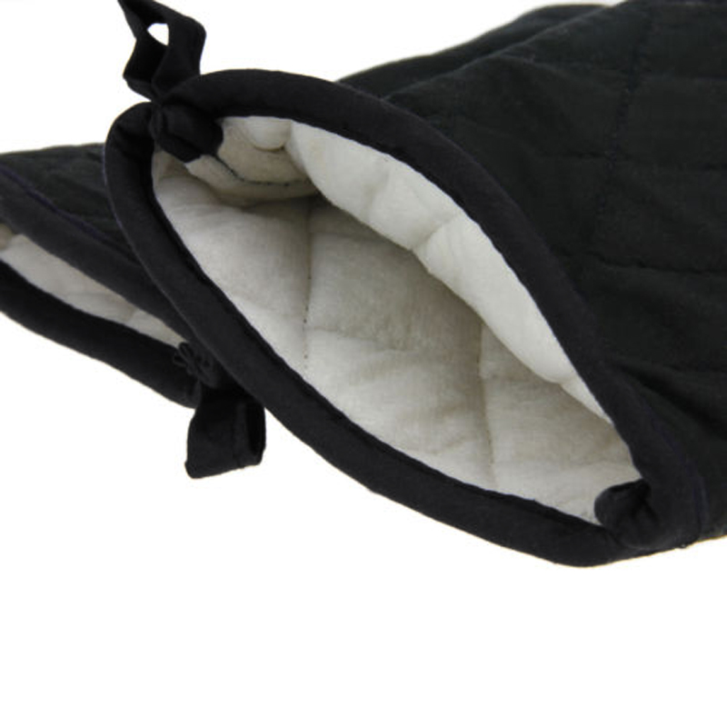 1 stück Neue Tragbare Schwarz Baumwolle Mischung Dicke Küche Backen Kochen Isolierte gepolstert Ofen Handschuhe Fausthandschuh