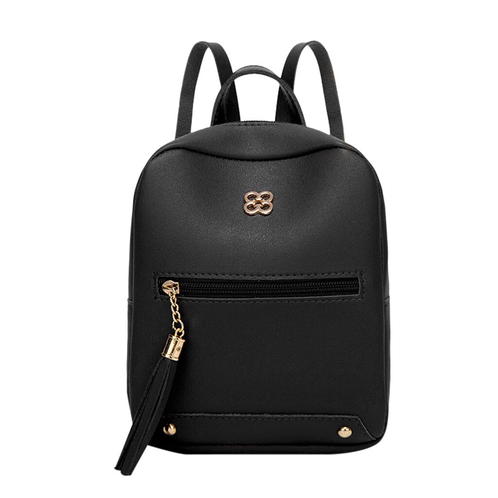 Mini sac à dos sac à bandoulière en cuir synthétique polyuréthane pour femmes pour adolescentes enfants multi-fonction petit sac à dos femme dames école sac à dos #25: Black