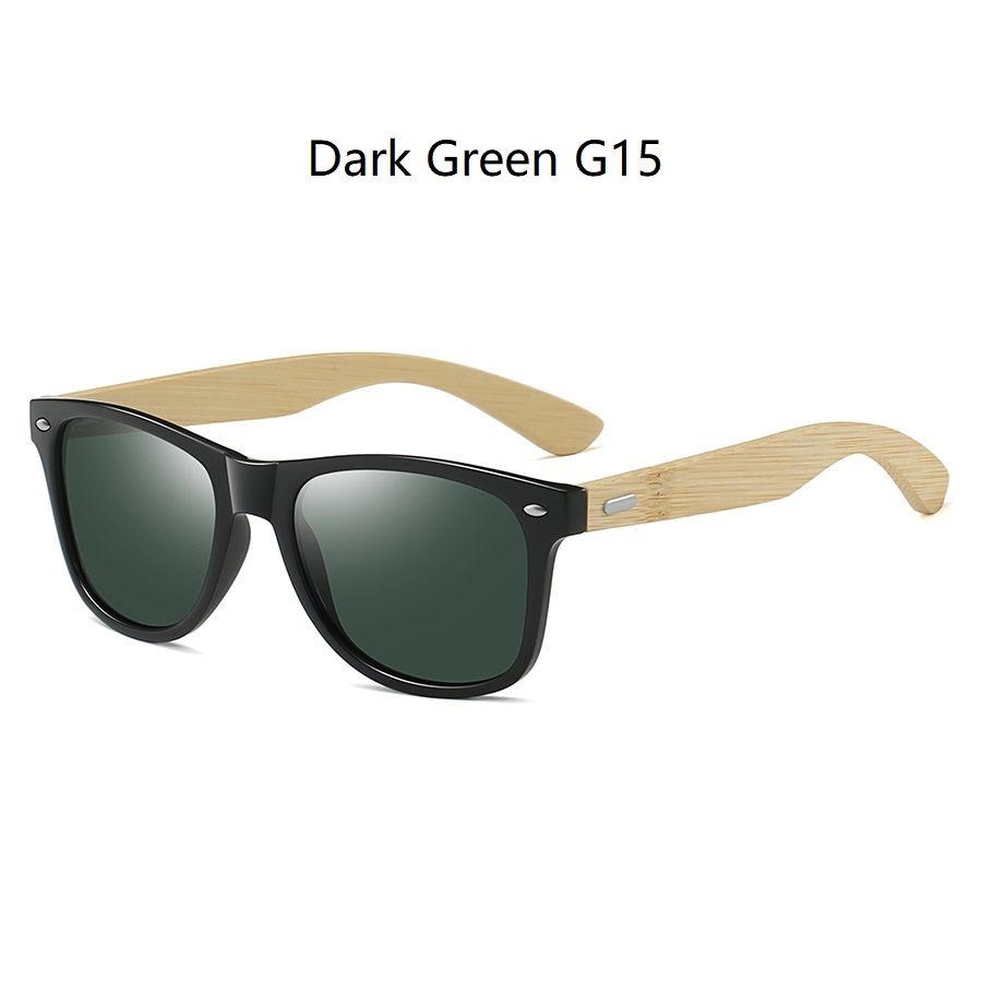 Mode Bamboe Hout Vintage Vierkante Zonnebril Mannen Vrouwen Luxe Zonnebril Houten Rijden Vissen Uv400 Brillen: Donkergroen