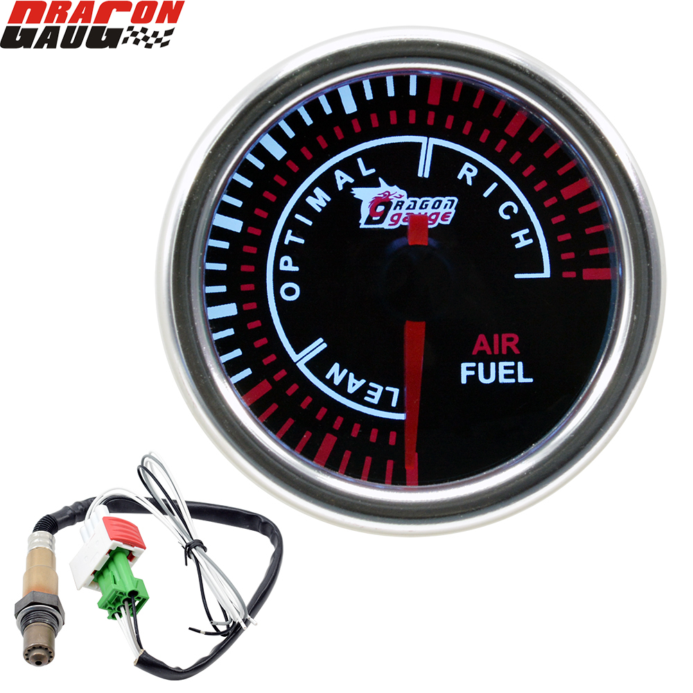 Dragon Gauge 52mm White Backlight Car Air Fuel Ratio Gauge Car Modification Ext Temp Gauge Oxygen O2 Sensor Narrow Band Meter