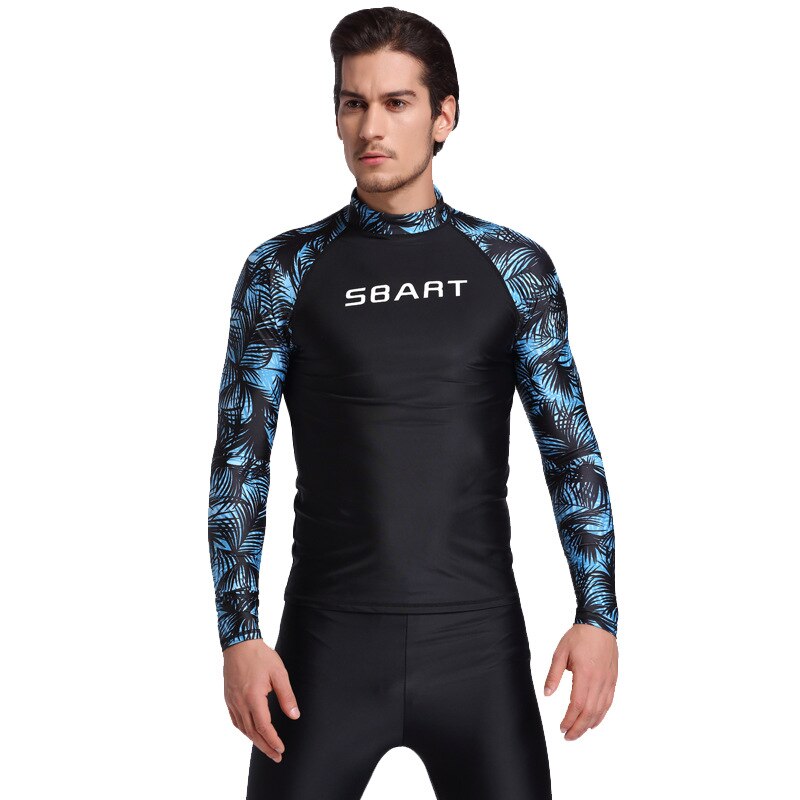 SBART nuovi maniche lunghe costumi da bagno rashguard surf abbigliamento si adatta alle immersioni camicia vestito di nuotata pesca subacquea kitesurf uomini rash guard: Blu / L