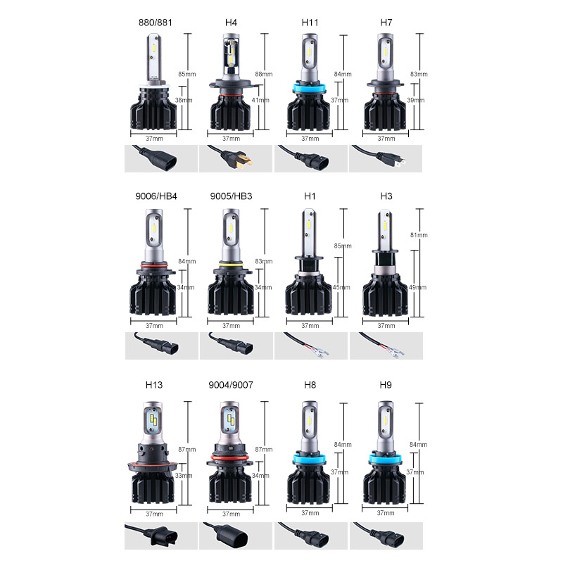 H4 LED H7 H11 H8 HB4 H1 H3 9005 HB3 Auto S5 S3 sin ventilador bombillas de faros de coche 60W 8000LM accesorios de coche 4500K luz antiniebla led