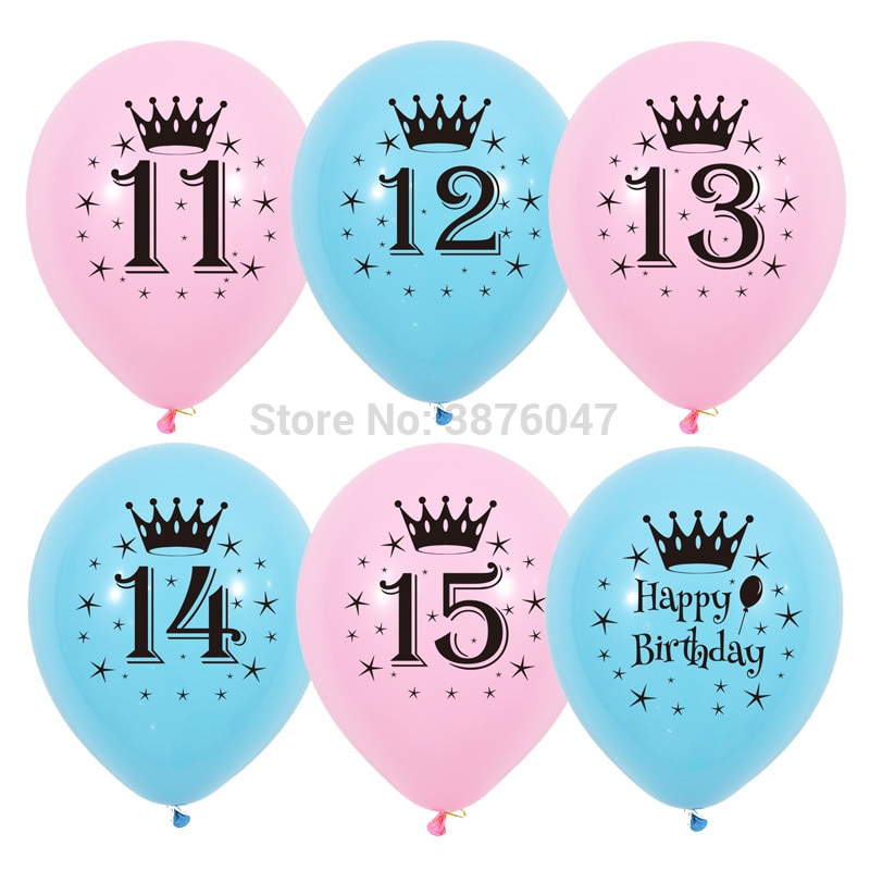 12 Stks/partij 11 12 13 14 15 Jaar Verjaardag Ballon Kids Jongen Meisje Verjaardagsfeestje Decoraties Gelukkige Verjaardag Verjaardag Ballonnen