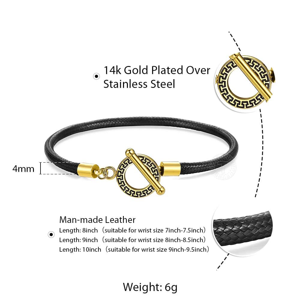 Davieslee 4/6/8mm Leather Bracelet For Men Black Braided Rope Stainless Steel Clasp 20/23/25cm Men's Bracelet DLBM118