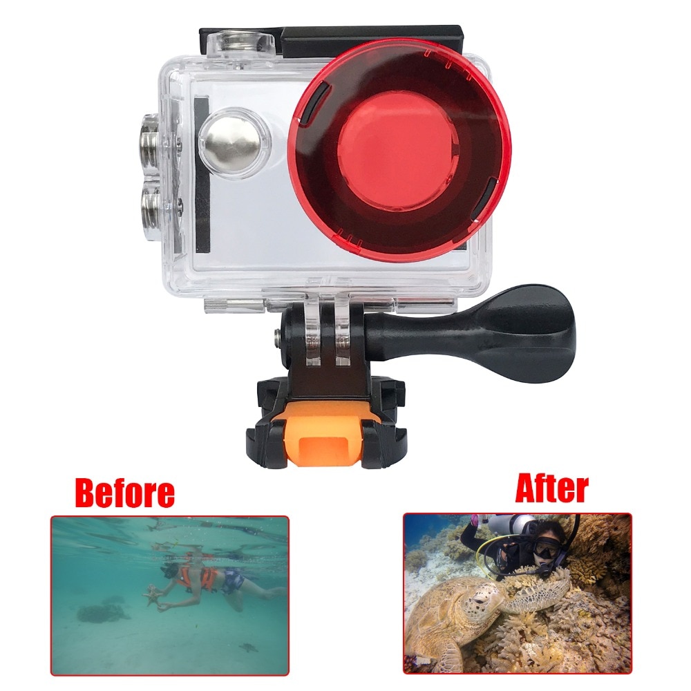 EKEN H9 Rode Duiken Filter voor h9 h9r h8r v8s h3r w9s w9 Camera Waterproof Case Rood Filter Lens Cap voor EKEN camera Accessoires