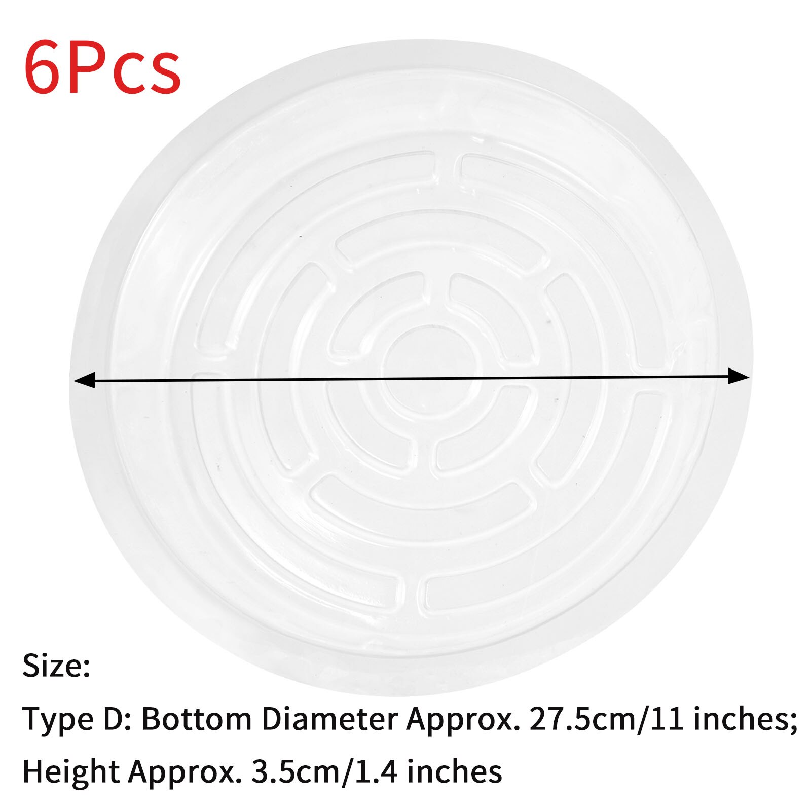 6 Round Drip Trays Flower Pot Holder Container Plastic Dripping Plates for Indoor Outdoor Plant Pots Garden Balcony Planter Tray: Transparent D