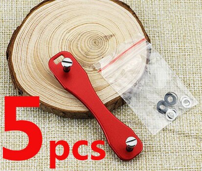 DIY EDC Pocket Sleutel Organiseren Smart Sleutelhanger Portefeuilles Metalen Autosleutels Houder Collector Huishoudster Sleutelhanger Ring Tool: 5 Pcs Red