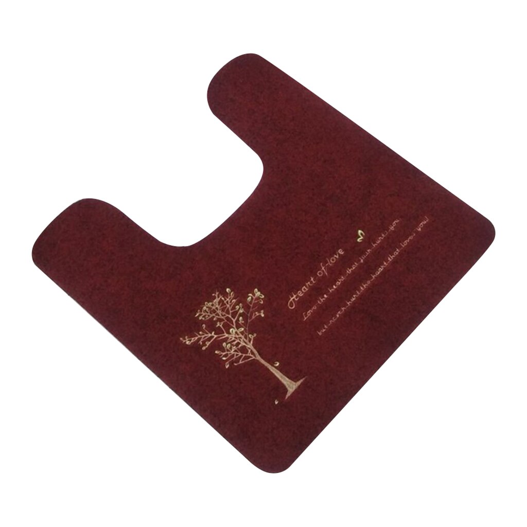20x20 Inch Toilet U-Shaped Floor Mat Absorbent Soft Washable Home Decoration: dark red