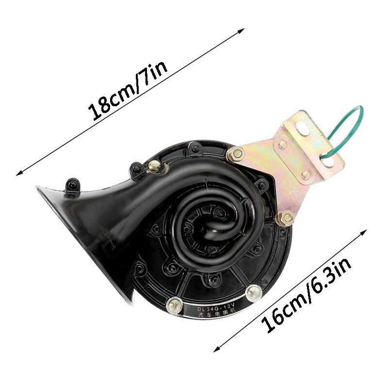 Voiture style fort 150DB 12V noir électrique escargot corne Air klaxon rage son pour voiture moto camion bateau